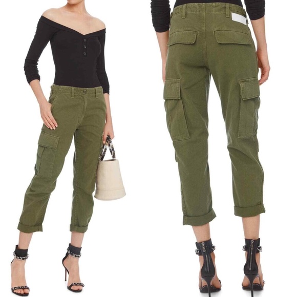 NWOT RE/DONE x Beyman Upcycled Distressed Faded Army Cargo...